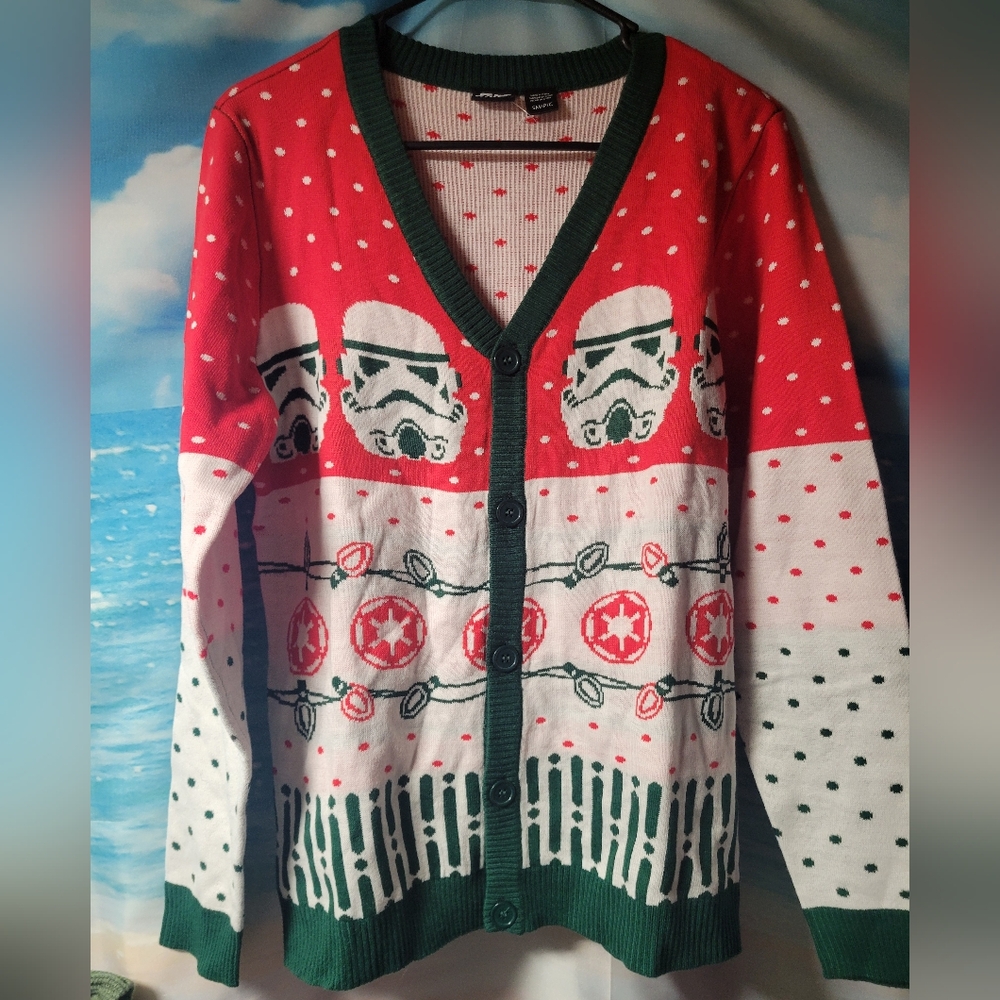 Star Wars NWOT Christmas Sweater Cardigan Unisex Size Small
